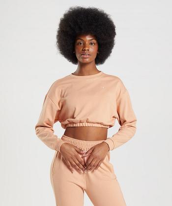 Dámské Accessories Gymshark Whitney Cropped Pullover Béžový | CZ 3782NWY